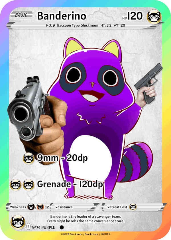 Purple Raccoon Glockimon